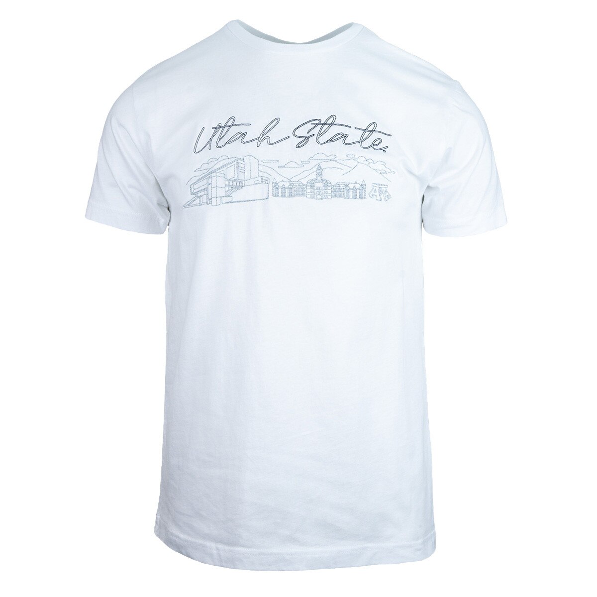 Utah state thin line embroidered campus white unisex t-shirt